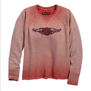 Harley-Davidson Women's Wing B&S Logo Raglan Pullover Sweatshirt ombre Small